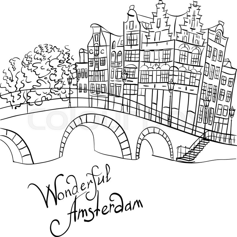 800x800 black and white hand drawing, city stock vector colourbox - Amsterdam Drawing