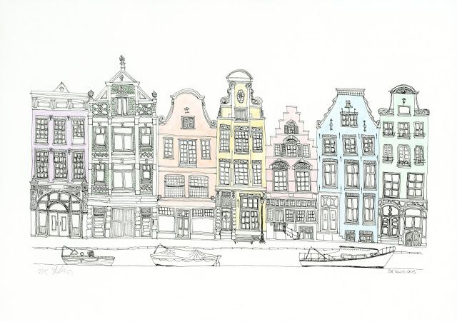 640x451 george with ears row of amsterdam inspired houses with boats - Amsterdam Drawing