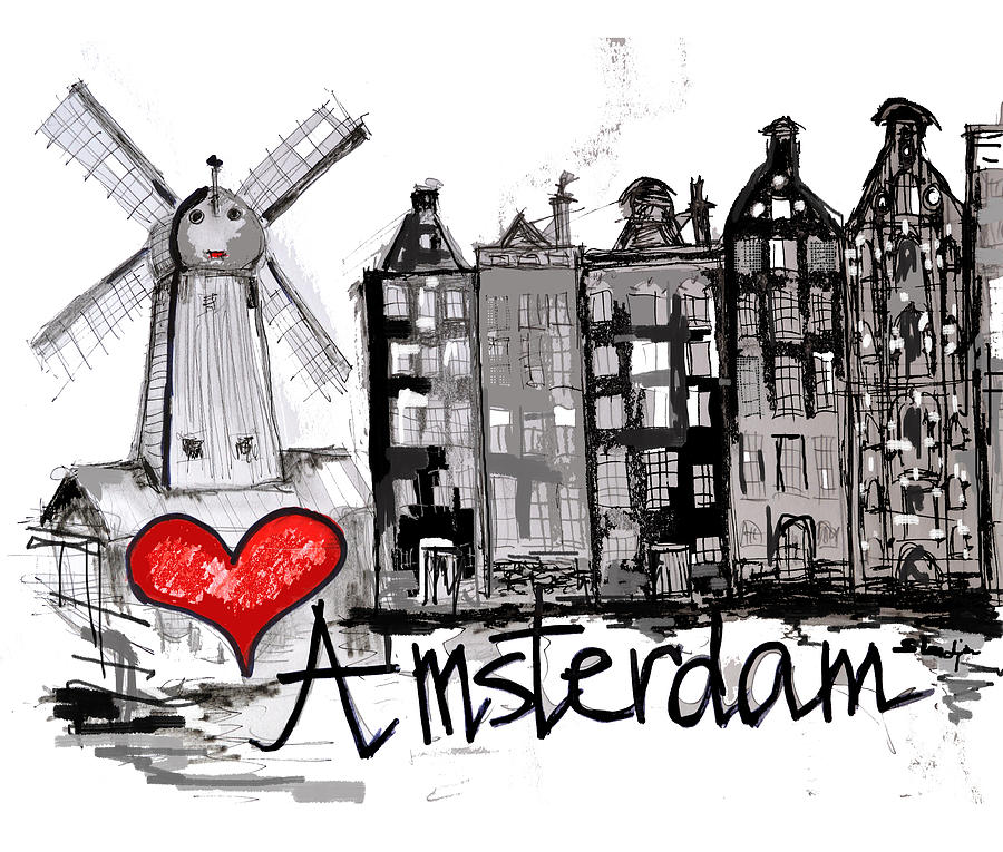 900x765 i love amsterdam drawing - Amsterdam Drawing
