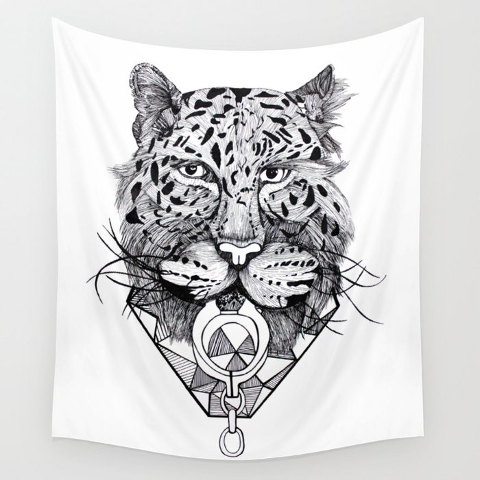 700x700 Amur Leopard Wall Tapestry - Amur Leopard Drawing