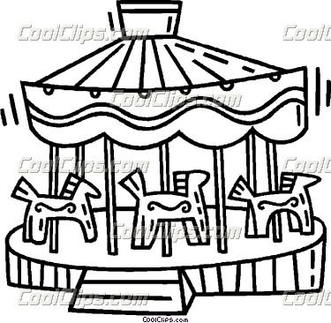375x366 Amusement Park Illustrations Merry Go Round Vector Clip Art - Amusement Park Drawing