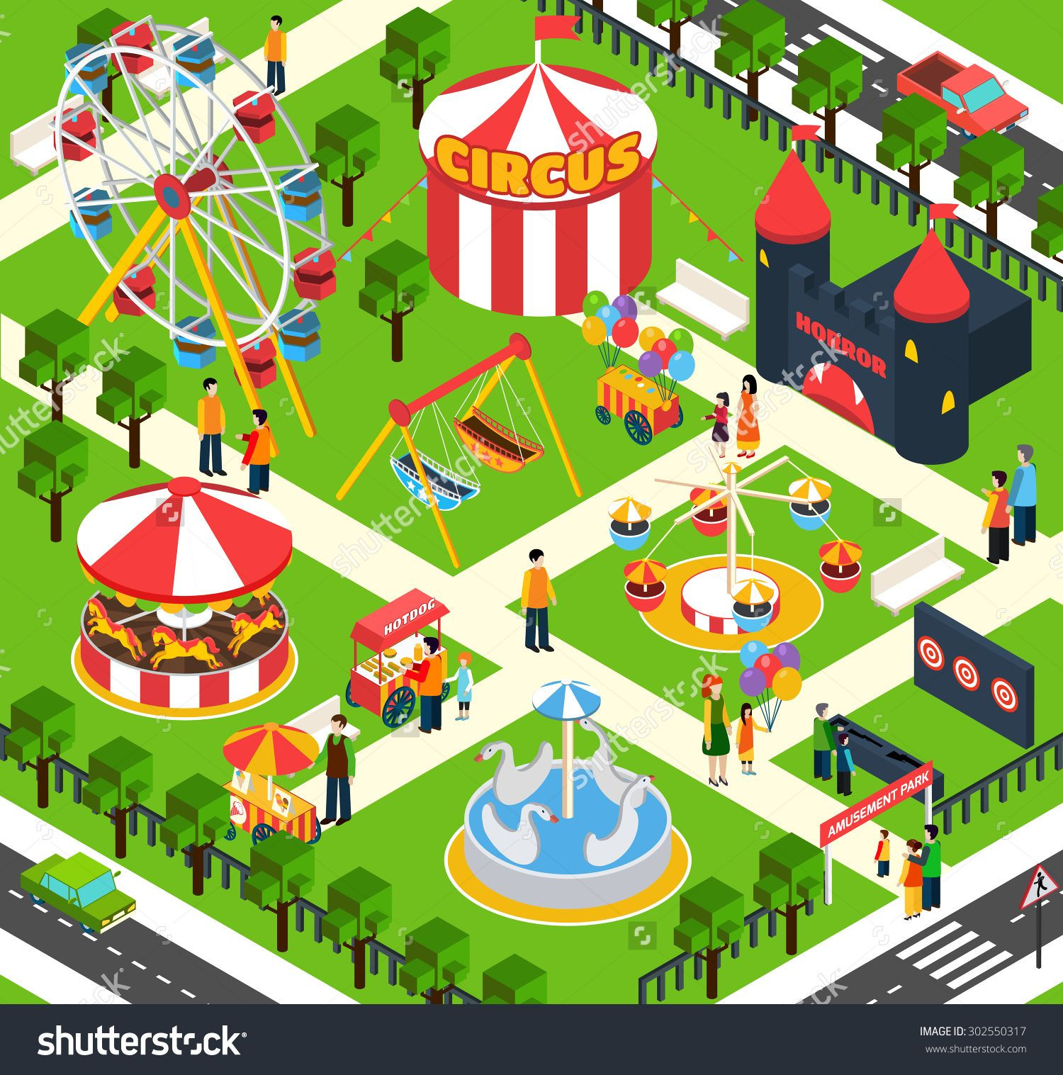 Amusement Park Drawing at PaintingValley.com | Explore collection of ...