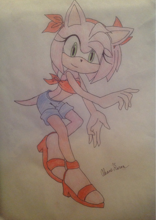 320x449 amy rose drawing, now colored it surprisingly looks really good - Amy Rose Drawing