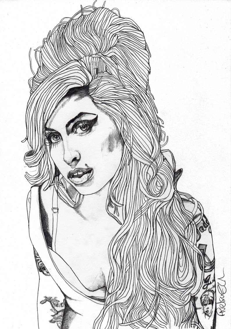 794x1129 Amy Winehouse Drawing Art Pencil Illustration Portrait Print Etsy - Amy Winehouse Drawing