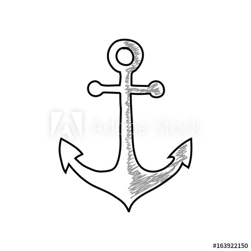 500x500 Anchor Drawing On White Background - Anchor Drawing