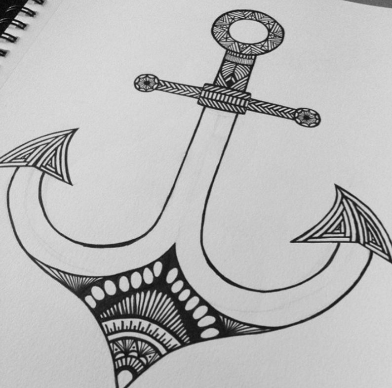 794x785 nautical anchor print anchor drawing nautical art aztec etsy - Anchor Drawing