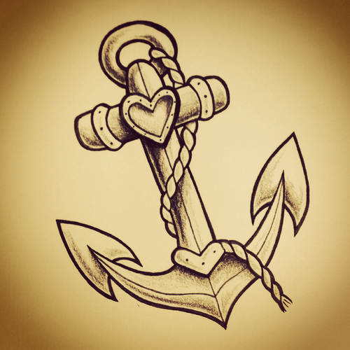 500x500 A Tattoo Style Anchor Drawing On We Heart It - Anchor Drawing