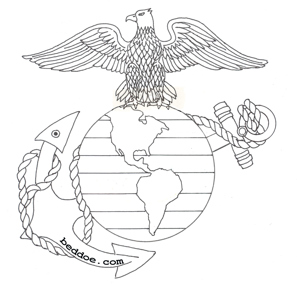 1000x973 Usmc Tattoo - Anchor Line Drawing