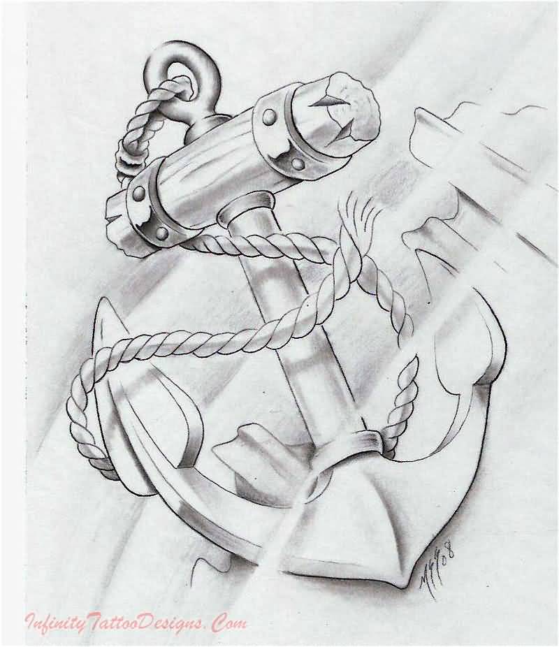 800x926 Sinking Anchor Tattoo Art - Anchor Tattoo Drawings