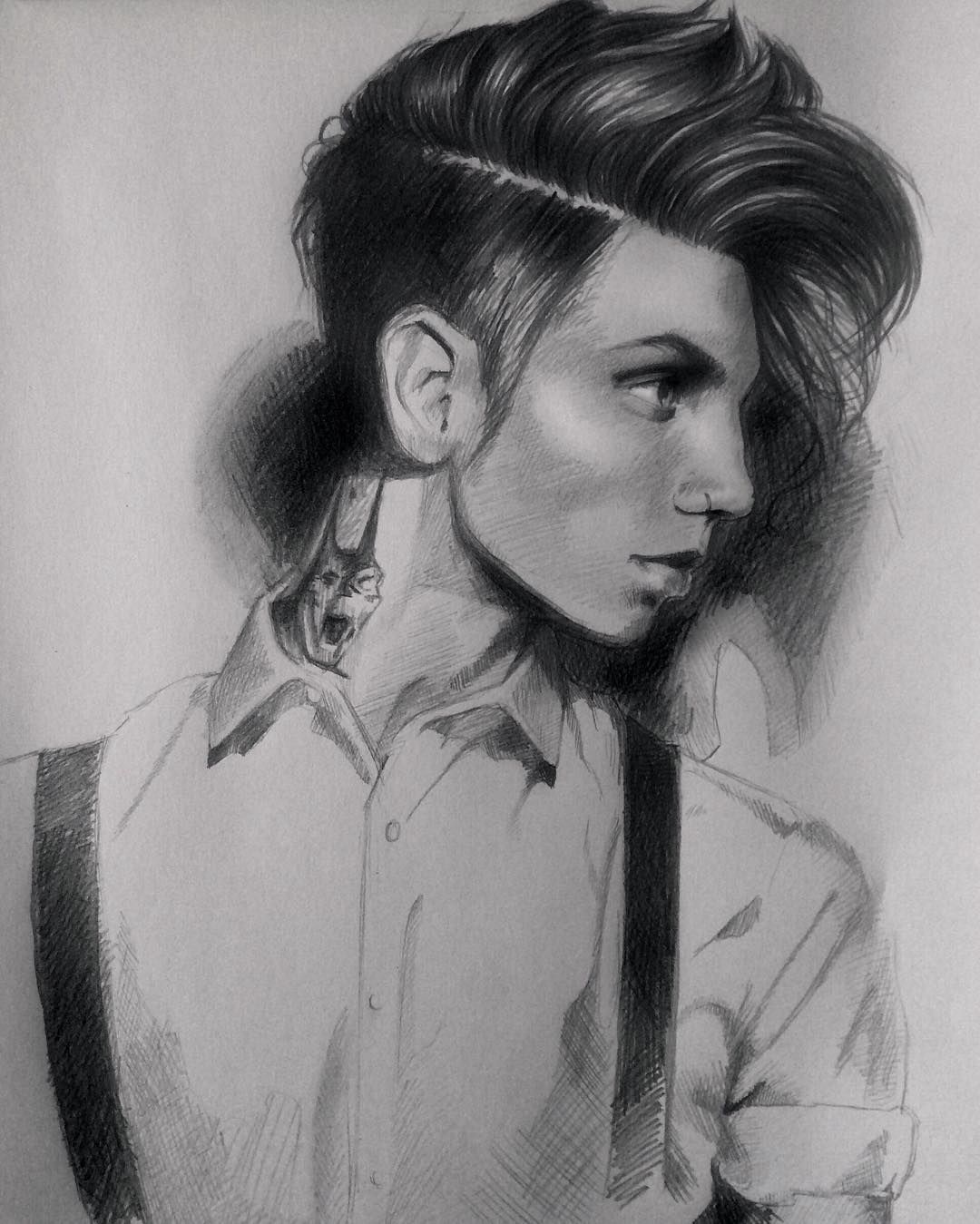 1080x1349 Andy Black The Shadow Side Sketch In Pencil - Andy Biersack Drawing