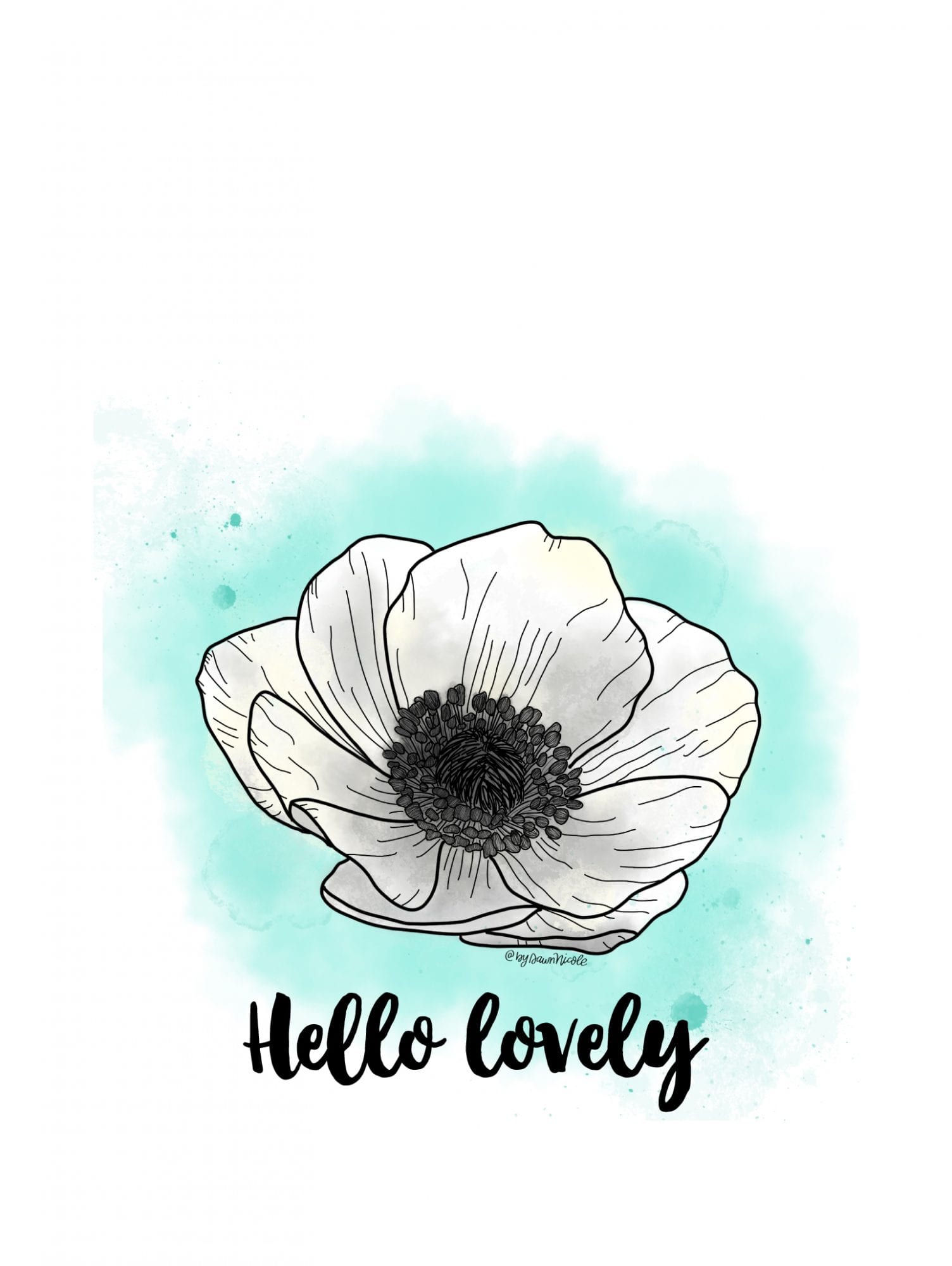 1504x2000 white anemone flower print + tech pretties dawn nicole - Anemone Flower Drawing
