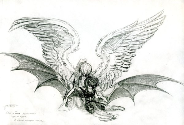 600x408 Angels And Demons Drawings - Angel And Demon Drawings