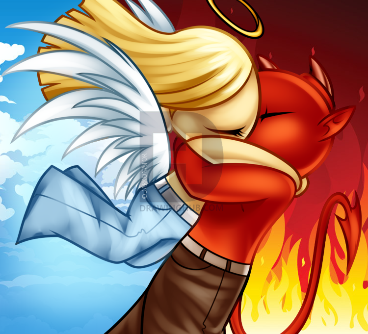 750x681 How To Draw Demon And Angel Love, Step - Angel And Demon Drawings