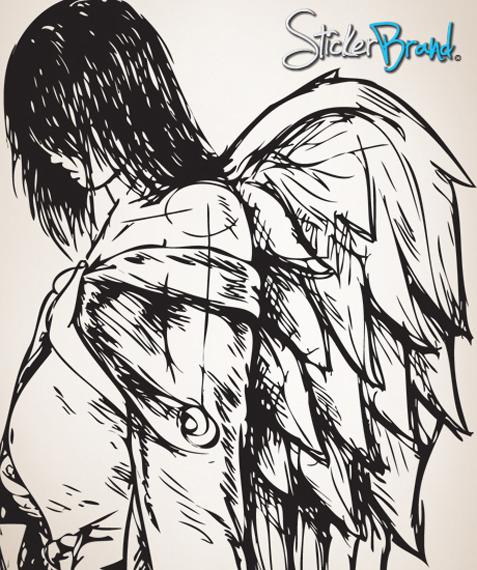 477x570 Vinyl Wall Decal Sticker Angels And Demons Drawing - Angel And Demon Drawings