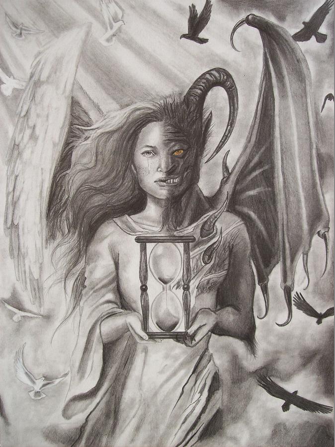674x900 Angels And Demons Drawing - Angel And Demon Drawings