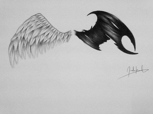 500x375 Devil And Angel Art - Angel And Devil Drawing
