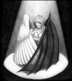 236x268 half angel half demon drawing devil tattoo, angel devil tattoo - Angel And Devil Drawing