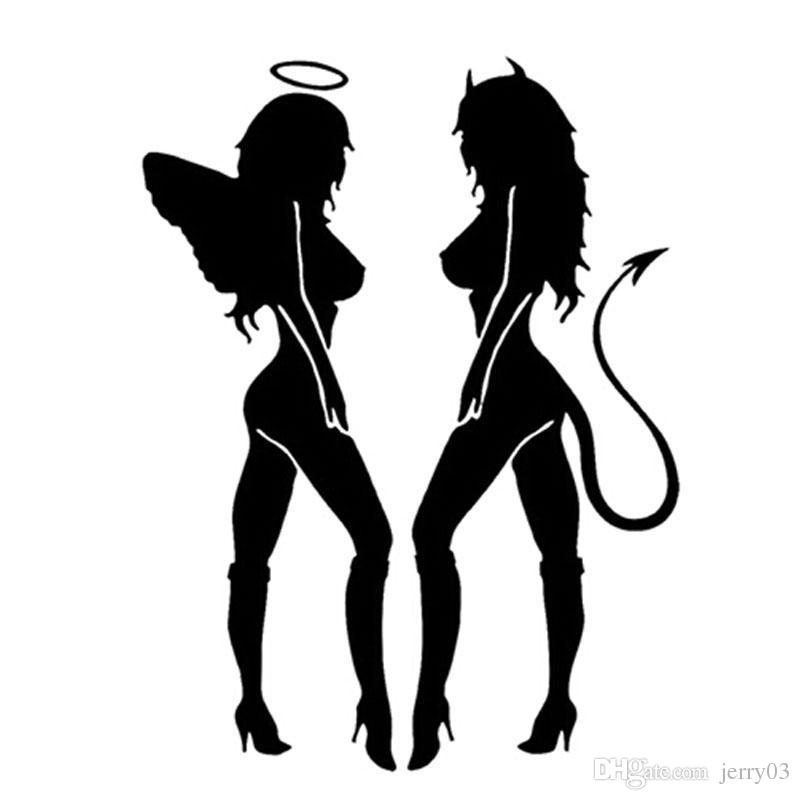 800x800 Angel Devil Girl Fun Personality Car Sticker Decal - Angel And Devil Drawing