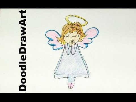 480x360 Drawing How To Draw Cartoon Angel Draw Angels For Christmas - Angel Cartoon Drawing