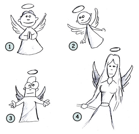 450x434 Drawing A Cartoon Angel - Angel Cartoon Drawing
