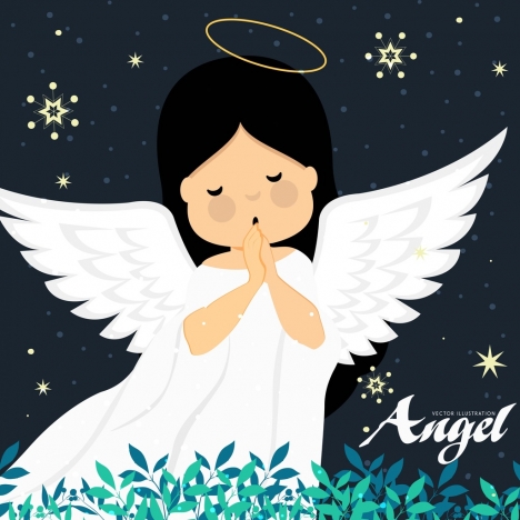 468x468 Angel Drawing Cute Girl Icon Colored Cartoon Design Vectors Stock - Angel Cartoon Drawing
