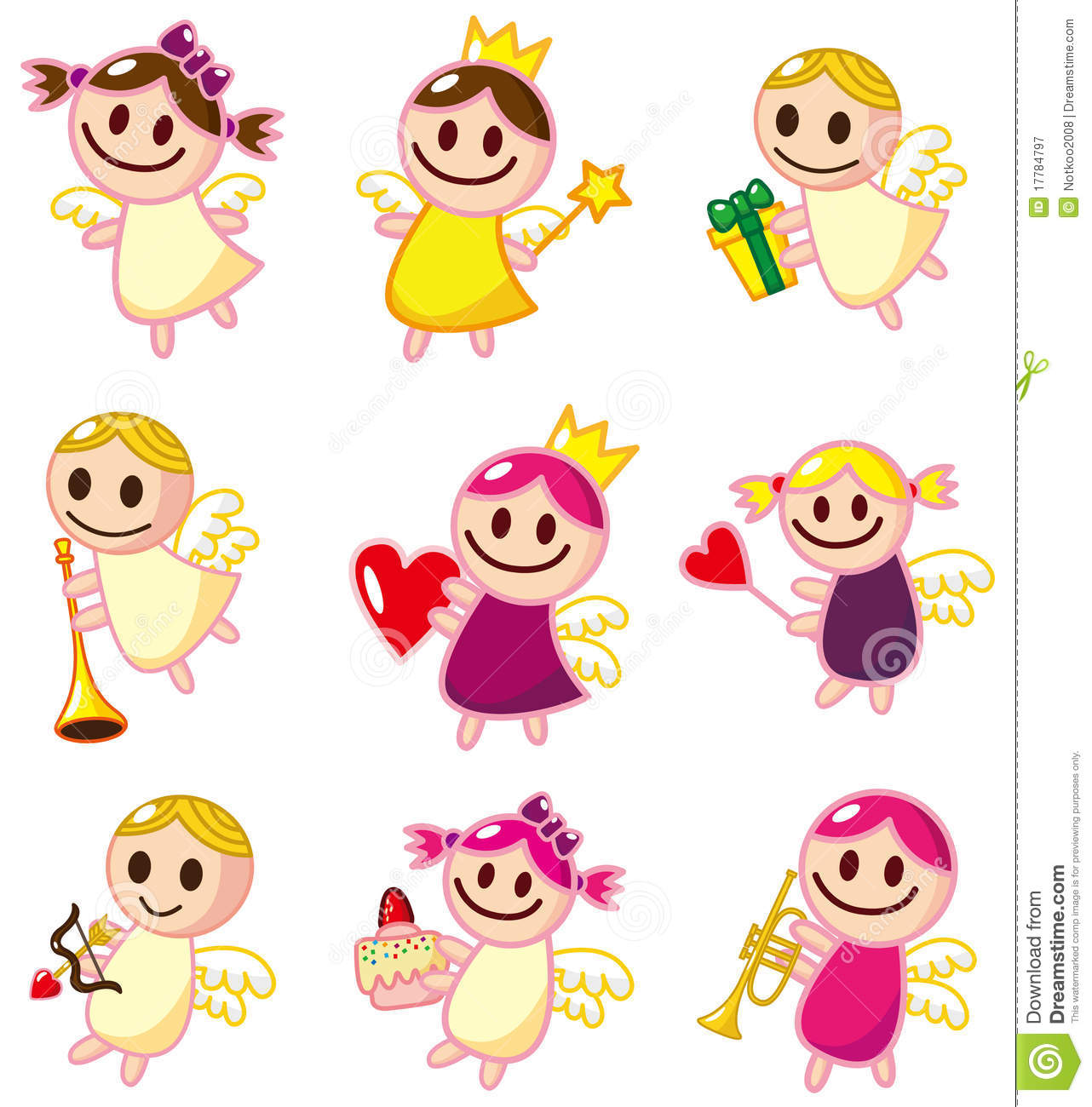 1282x1300 Angels Cartoon Group With Items - Angel Cartoon Drawing