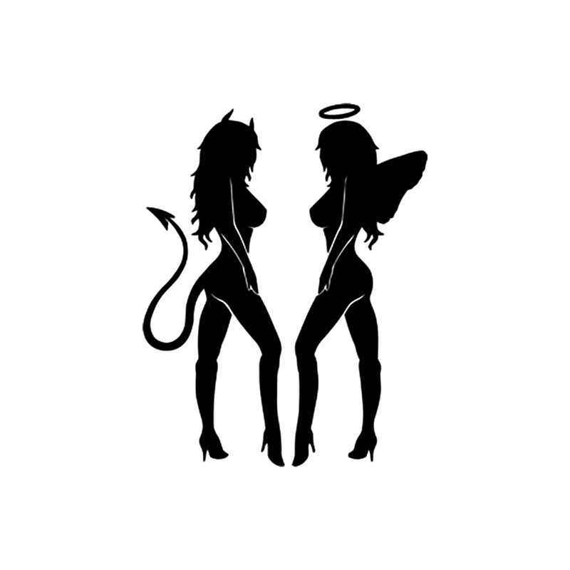 800x800 Angel Devil Style Vinyl Sticker - Angel Devil Drawing