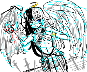 300x250 Angel Devil Drawing - Angel Devil Drawing