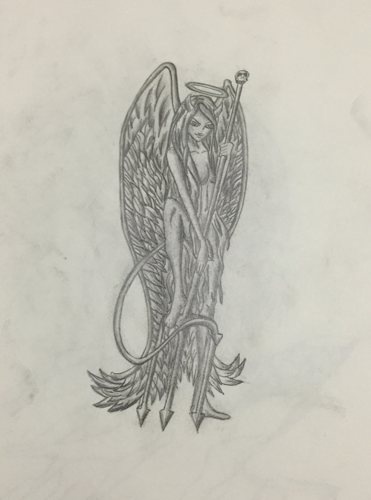 1200x1619 Angeldevil Girl On Behance - Angel Devil Drawing