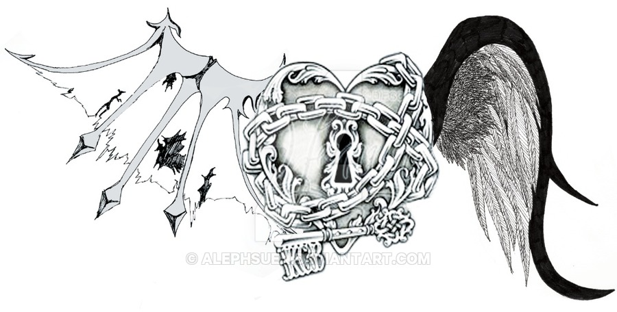 900x456 Demon And Angel Heart - Angel Devil Drawing