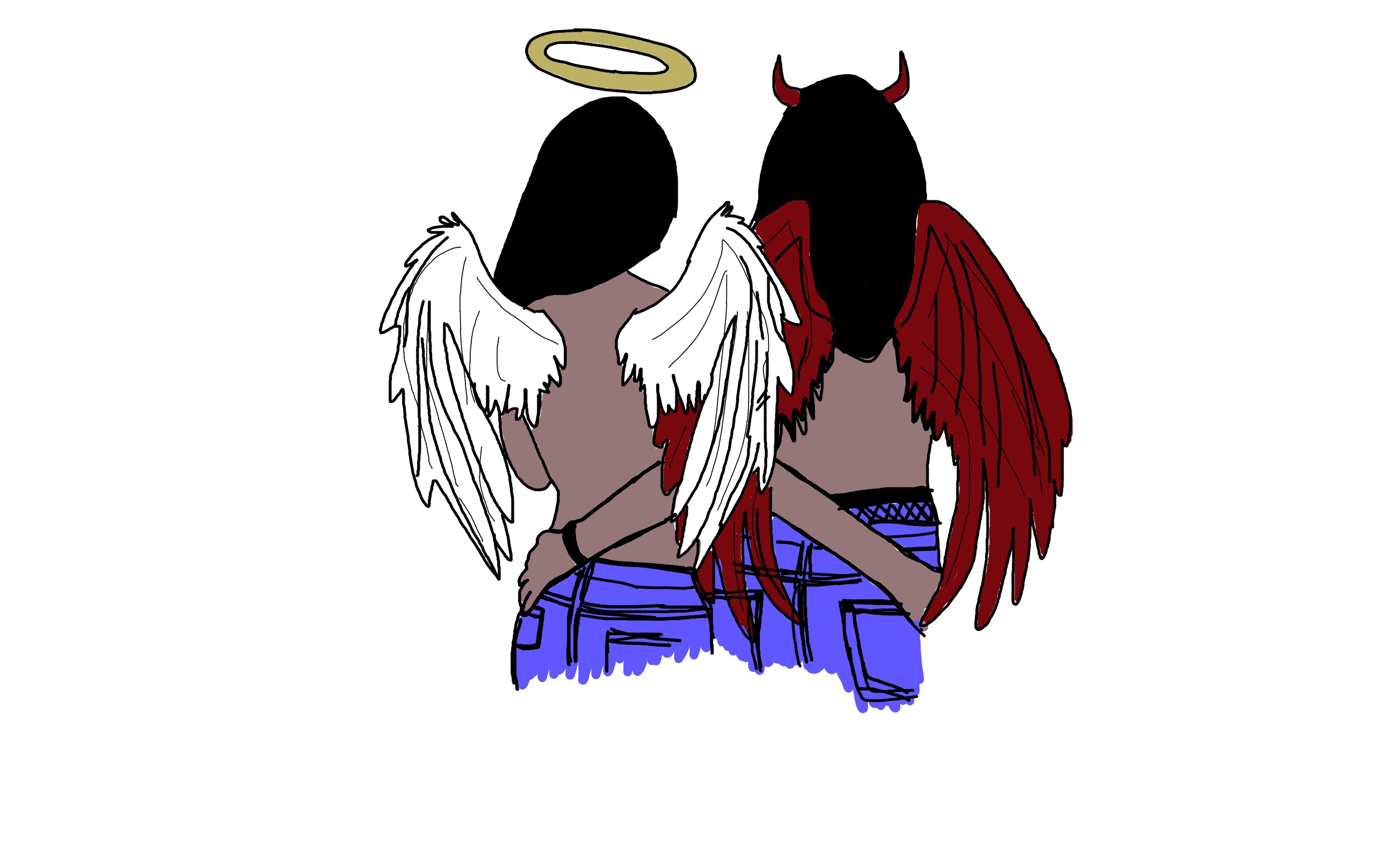 2596x1615 Freetoedit Angel Devil Tumblr Tumblrgirls Drawing Tumbl - Angel Devil Drawing