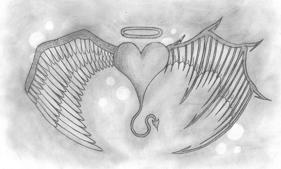 900x542 Huge Collection Of 'devil Heart Drawing' Download More Than - Angel Devil Drawing