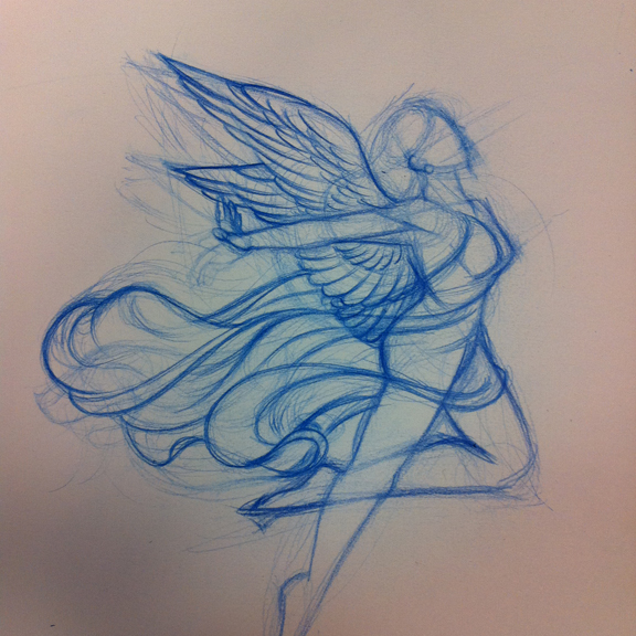 576x576 David Morris Tattoo Illustration And Design - Angel Drawing