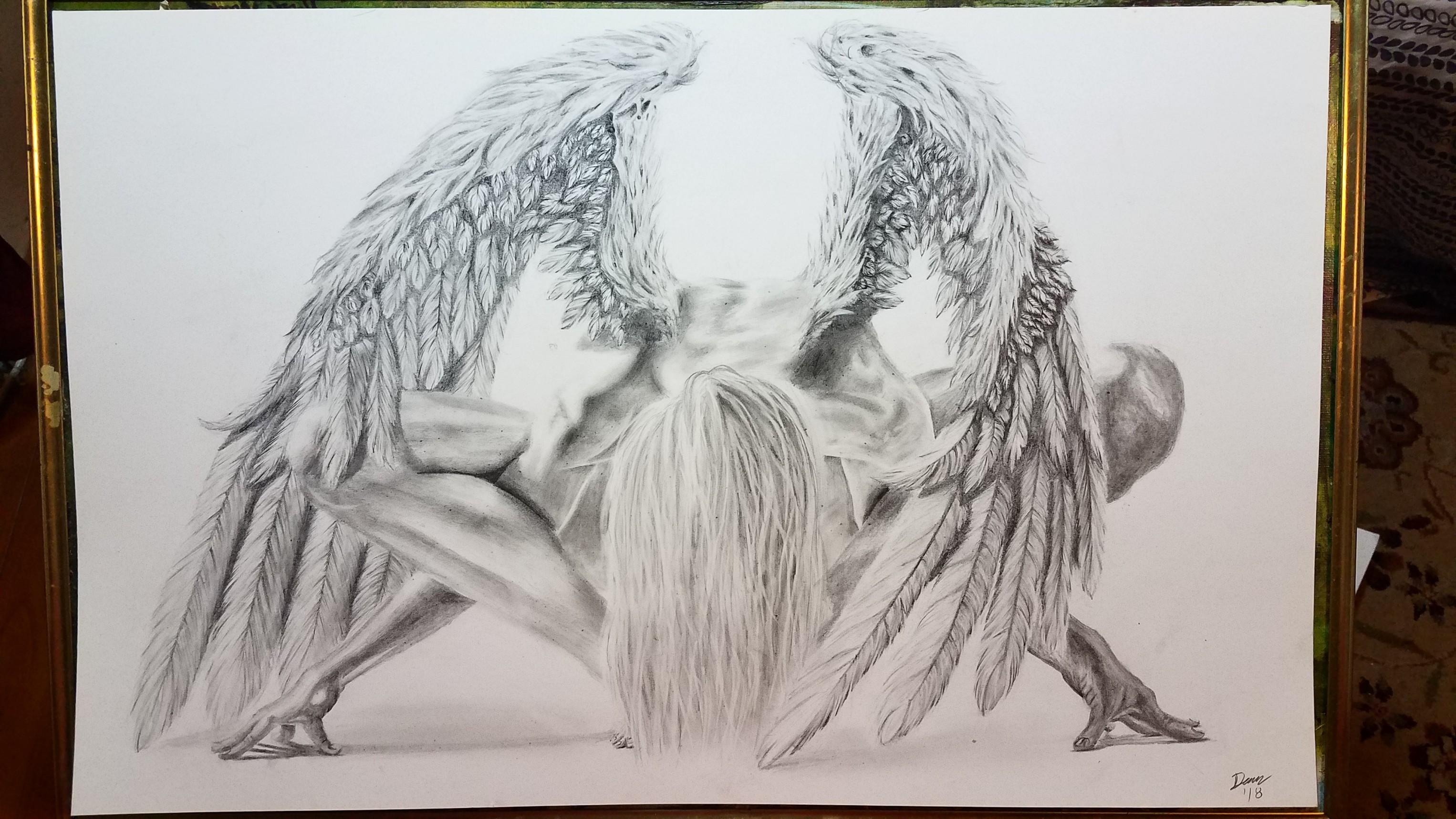 Finished My First Fallen Angel Drawing First Time Drawing - Angel Drawing. 