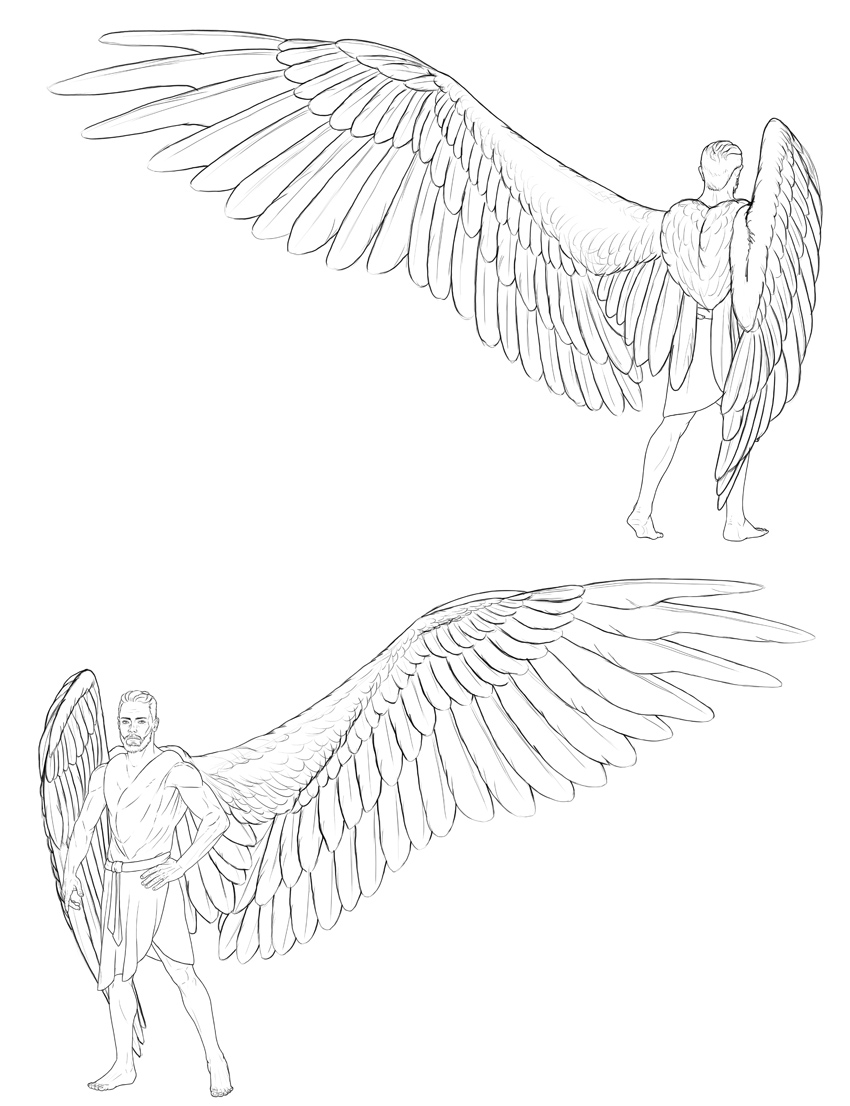 850x1106 How To Draw Angel Wings - Angel Drawing