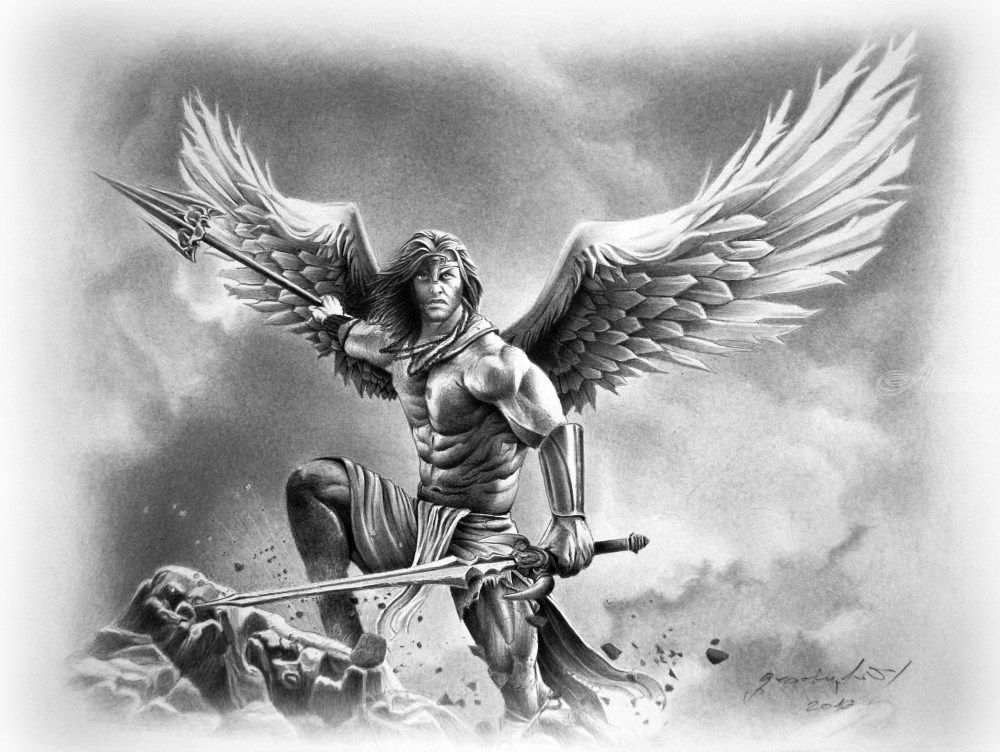 Angel Warrior Drawings Sketch, Illustration - Angel Drawing. 