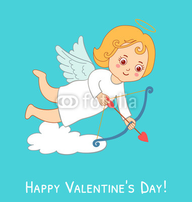 381x400 Cute Drawing Cartoon Cupid For Valentine's Day Card Small Angel - Angel Drawing Cartoon