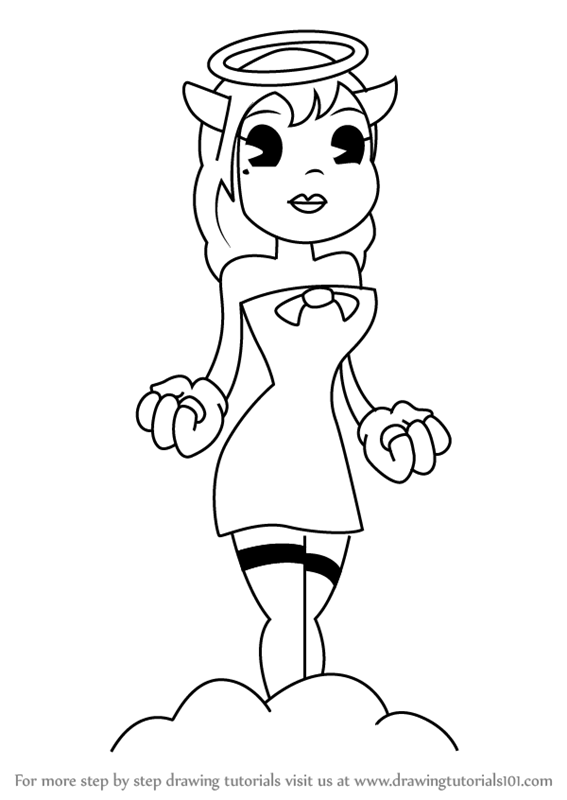 567x800 Learn How To Draw Alice Angel From Bendy And The Ink Machine - Angel Drawing Cartoon