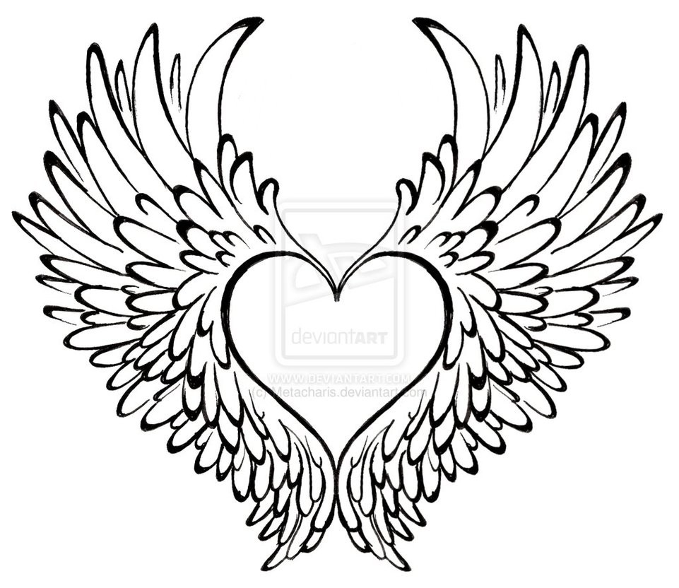 961x832 Easy Angel Wings Drawing Angels Template - Angel Drawing Easy