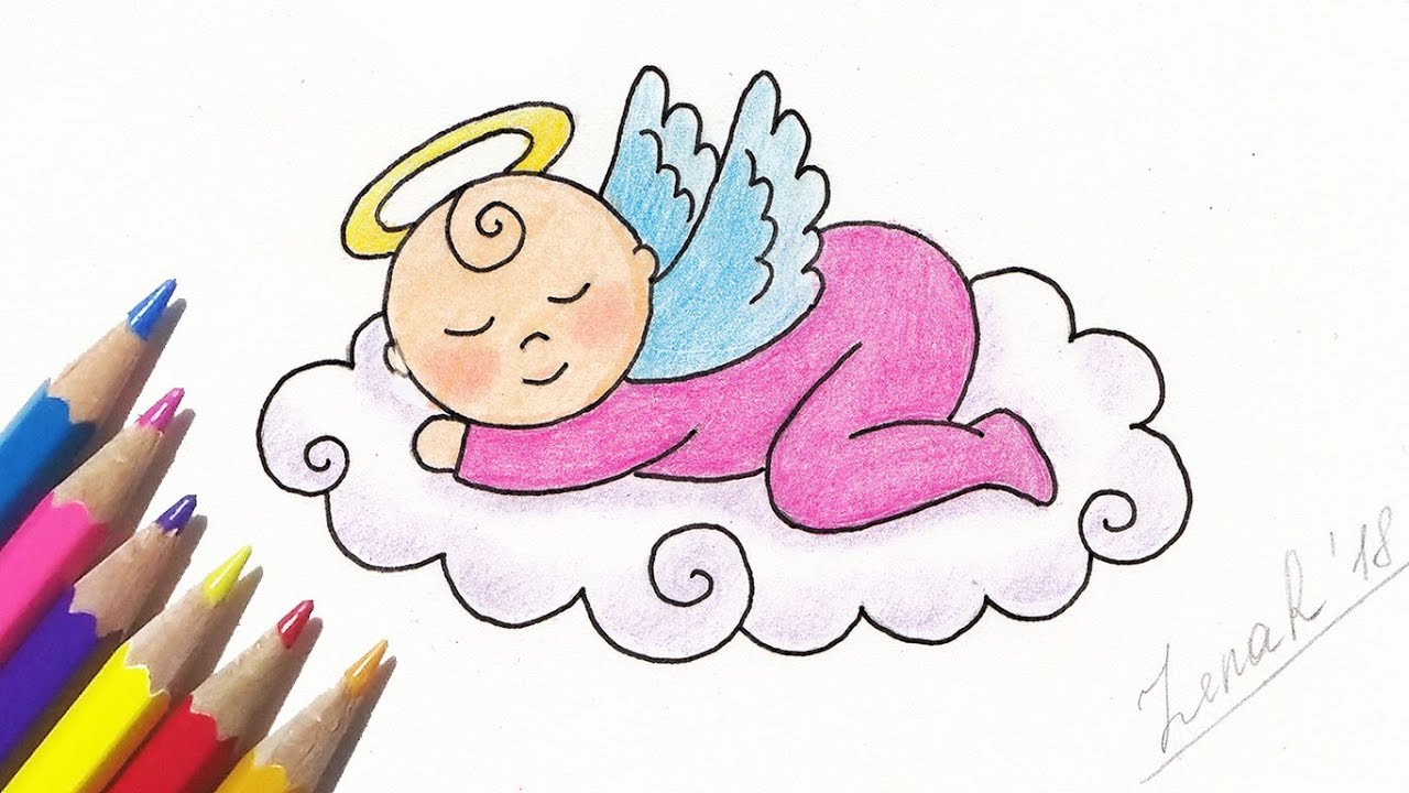 1280x720 How To Draw A Cute Little Angel Baby Step - Angel Drawing Easy