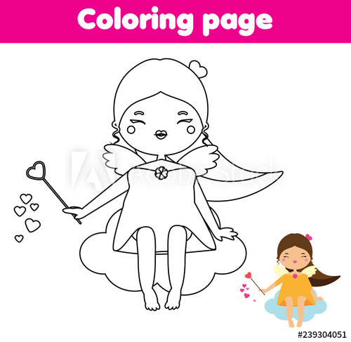 500x487 coloring page educational children game color christmas - Angel Drawing For Kids