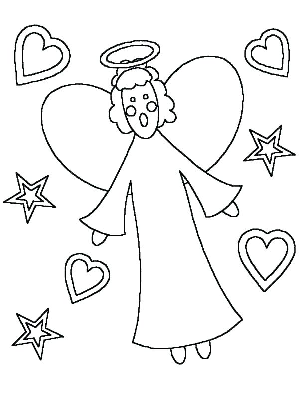 600x815 Angel Coloring - Angel Drawing For Kids