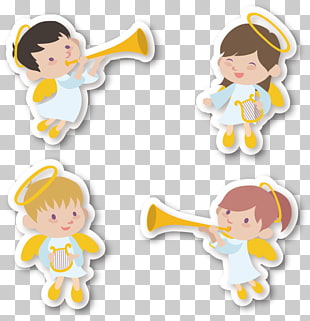 310x321 angel drawing cartoon angel sticker material, four cherub - Angel Drawing For Kids