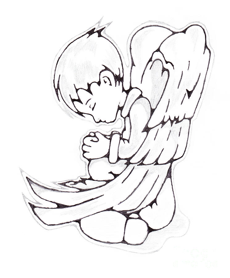 745x900 Boy Angel Drawing - Angel Drawing Images