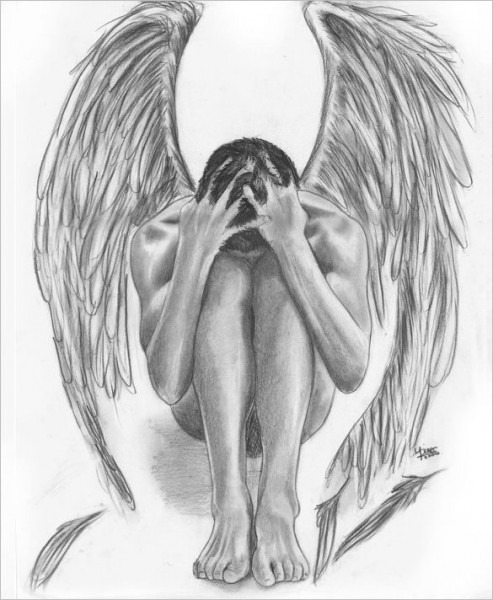 493x600 Drawings Of Fallen Angels - Angel Drawing Images