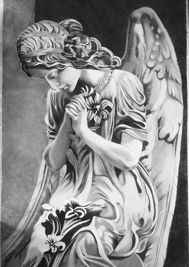 637x900 Praying Angel Drawing - Angel Drawing Images