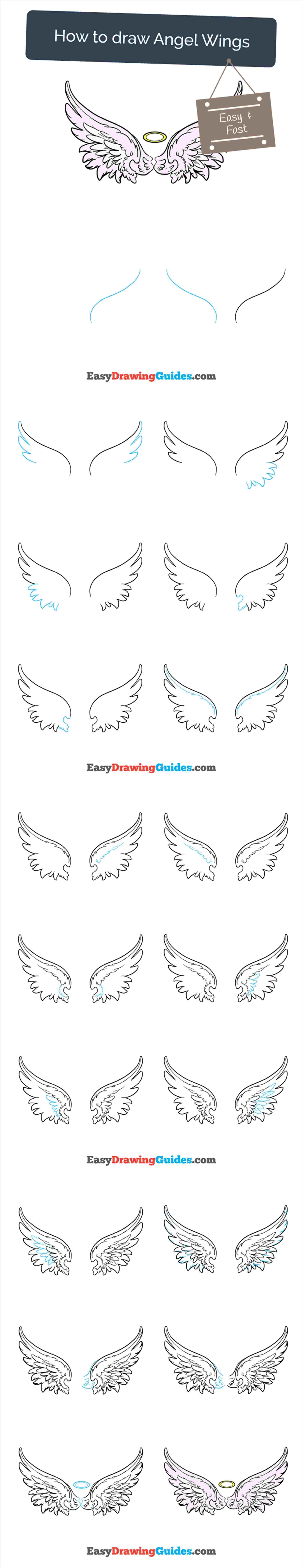 15+ Best New Angel Wings Drawing Easy For Kids
