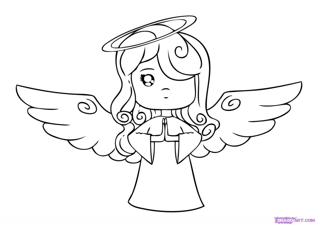 1024x729 Huge Collection Of 'angel Drawing Step - Angel Easy Drawing