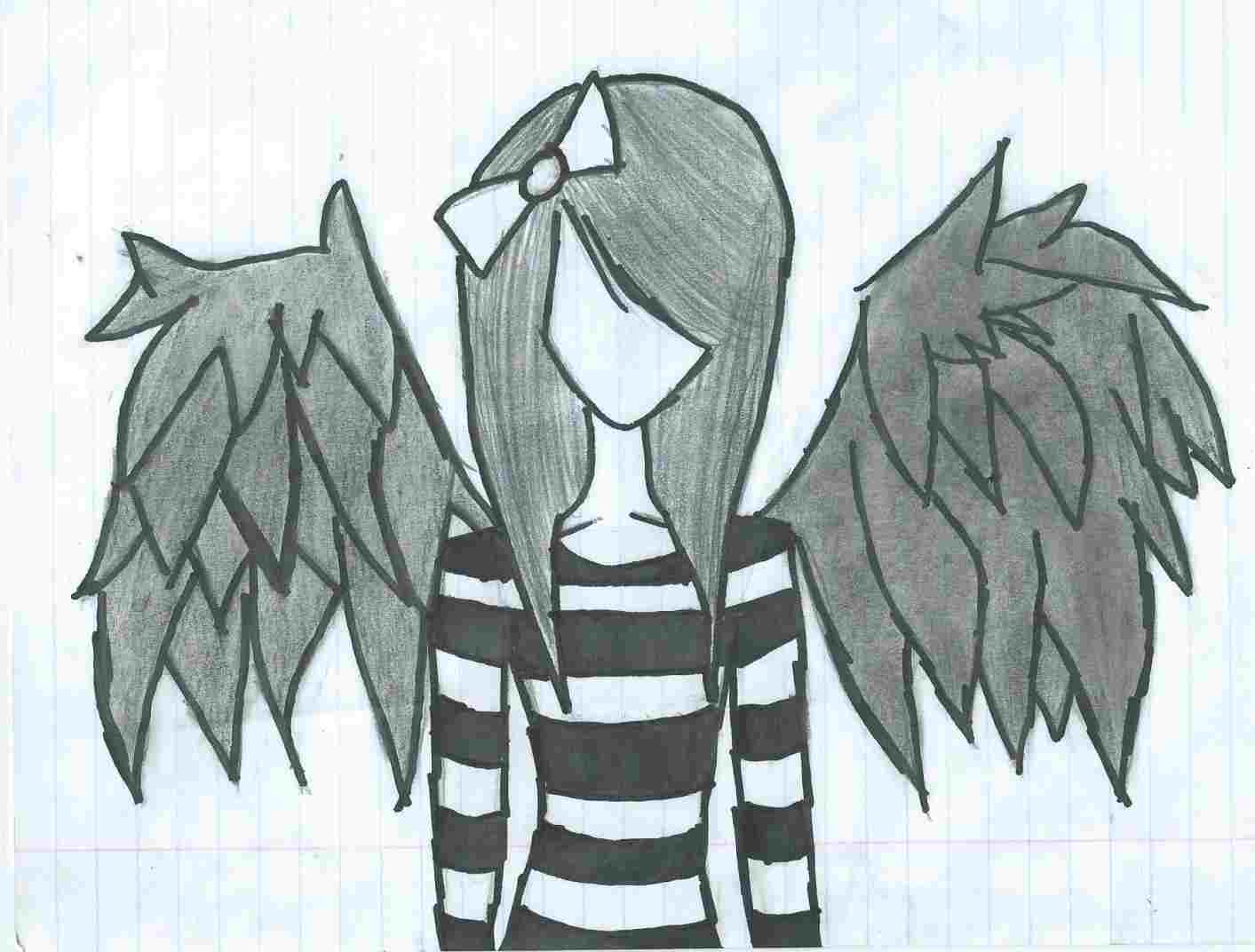 1413x1072 Free Easy Drawing Of Angel Simple Angel Wings Drawing Download - Angel Easy Drawing