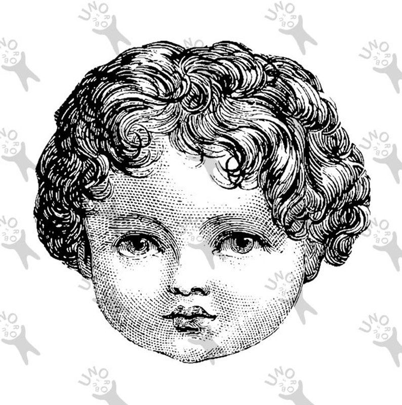 794x799 vintage image cute baby infant angel face instant download etsy - Angel Face Drawing
